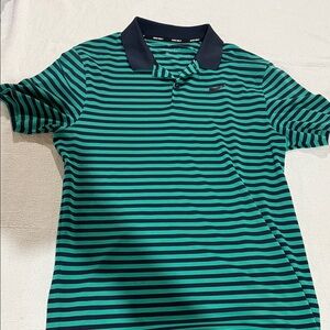 Nike Kids Polo Shirt with Green and Black Stripes